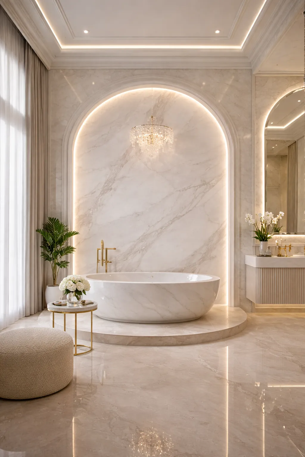 Pristine White marble wall design