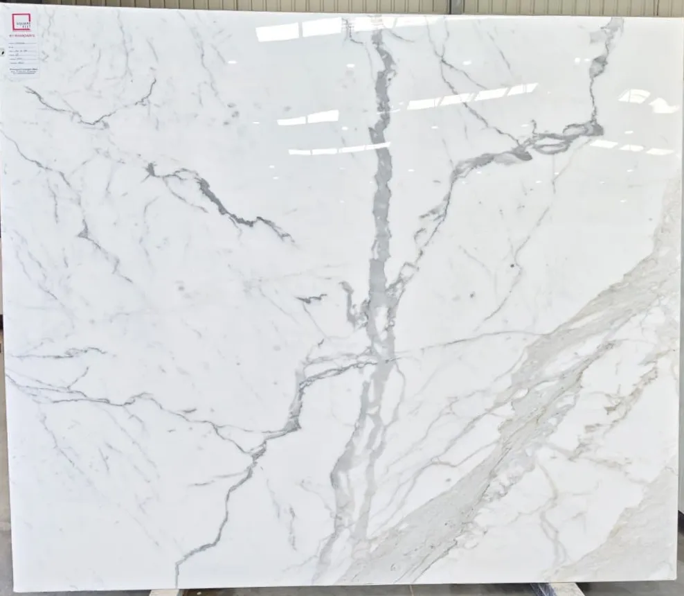 Statuario marble slab in Kishangarh showroom 