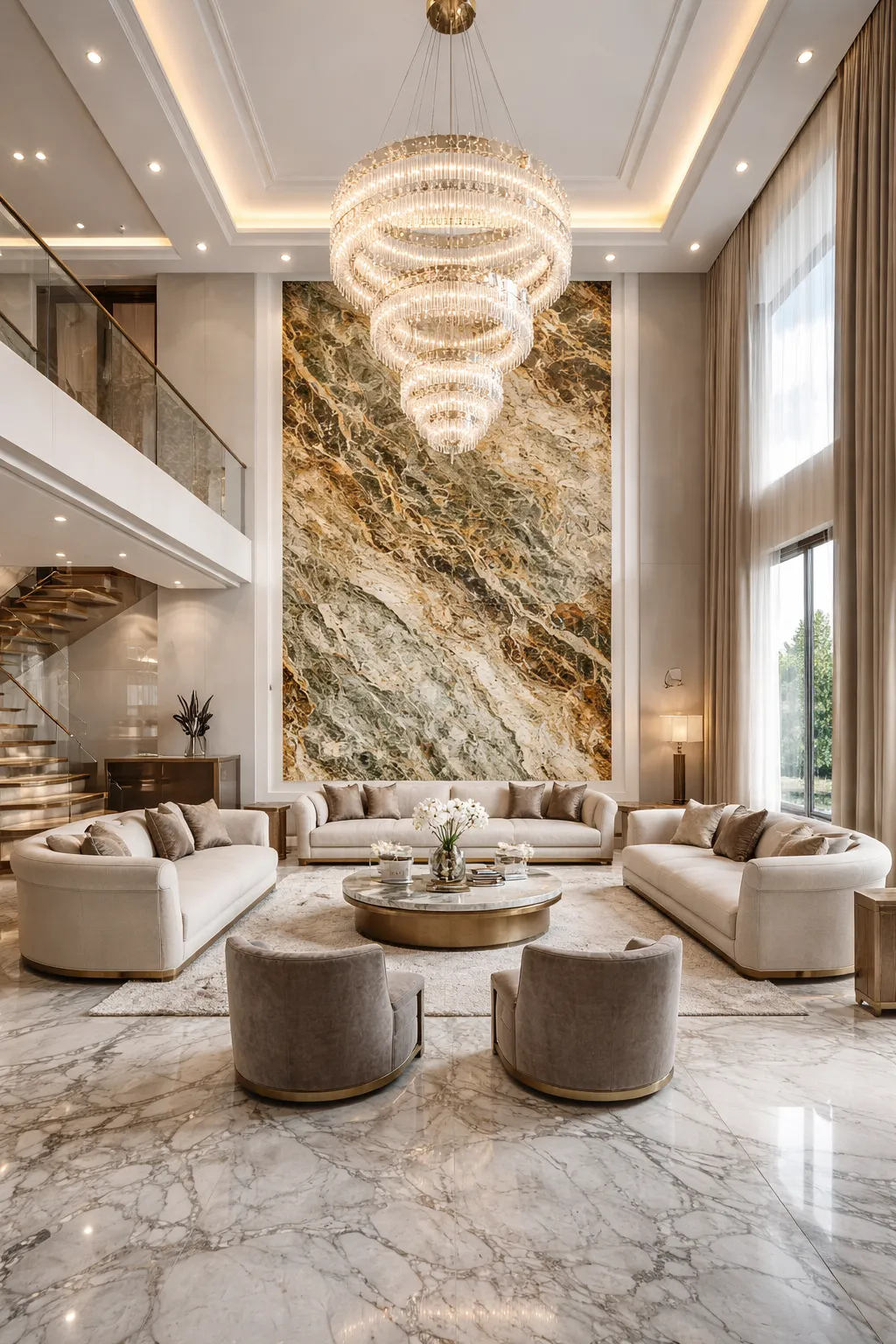 Italian marble flooring installation villa luxury interiors