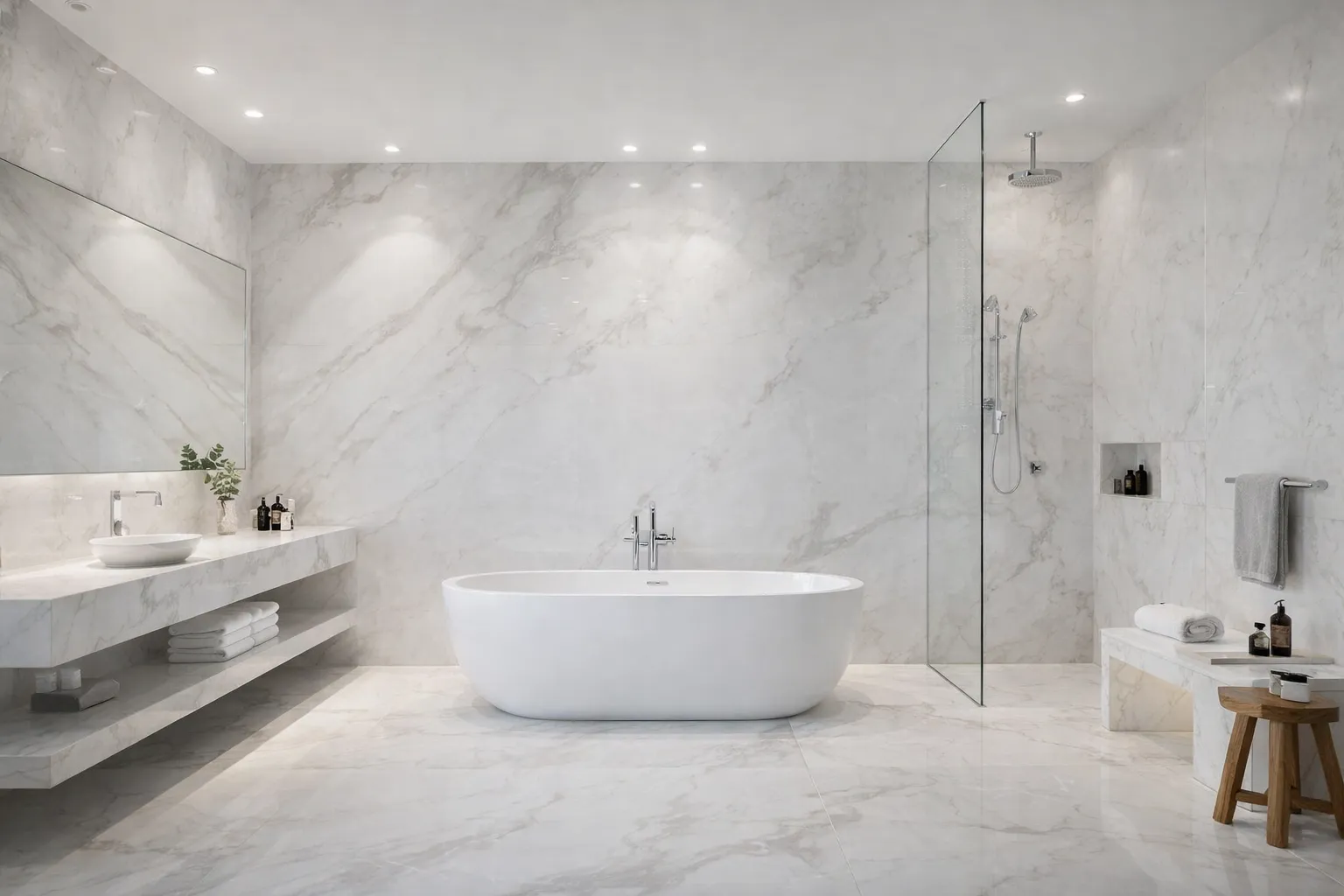 Namibia White marble bathroom imported - Square Feet Marble